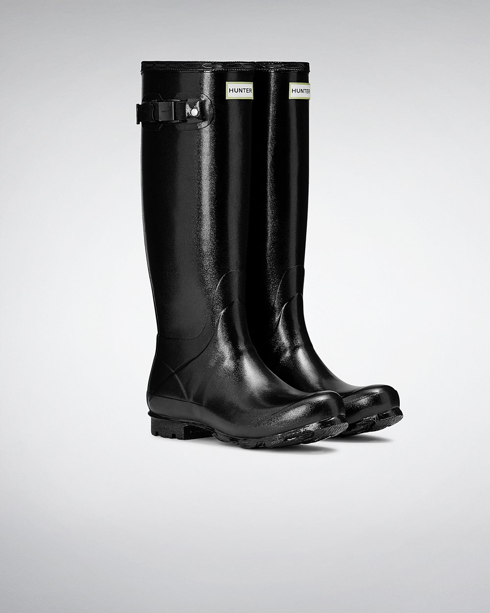 Womens Hunter Tall Rain Boots Black - Norris Field Gloss - 2190546-QK